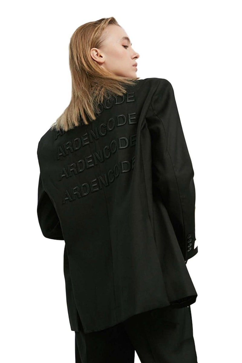 Unisex Black Embroidery Double-Buttoned Blazer – Dose