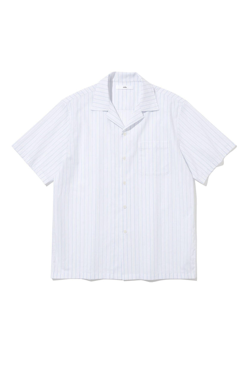 White Stripe Open Collar Shirt