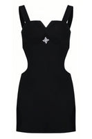 Embroidery Fitted Hollow-Out Dress with Cross Design