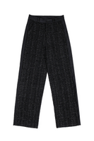 Stitched Tweed Wide-Legged Pants with Cross Design