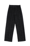 Stitched Tweed Wide-Legged Pants with Cross Design