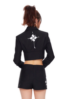 Fitted Short Suit Jacket with Cross Design