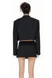 Wide-Shoulder Loose-Fit Short Suit Coat with Cross Design