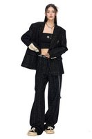 Unisex Wide-Shouldered Loose-fit Tweed Suit Jacket