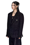 Unisex Wide-Shouldered Loose-fit Tweed Suit Jacket