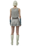 Pleated Reflective Stripes Skirt in Ash Grey - Dose