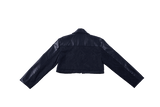 Black Faux Leather Jacquard Crop Jacket - Dose