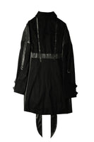 Black Leather Woolen Coat - Dose
