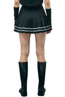 Black Pleated Reflective Stripes Skirt - Dose