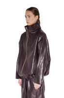 Brown Leather Zip-up Jumper - Dose