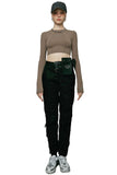 Round Neck Fitted Crop Top in Camel - Dose