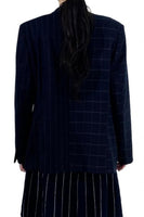 Checked x Striped Double Breasted Jacket in Navy - Dose