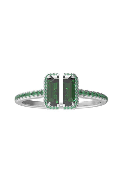 Green Stone White Gold Deconstruction Bisected Bracelet - Dose