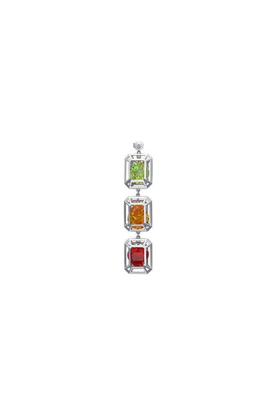 Green/Yellow/Orange Constraint Collection Triple-Gem Earring (Single Piece) - Dose