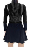 Knitted Dress with Leather Waist Belt in Black - Dose