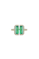 Light Green Stone White Gold Deconstruction Bisected Ring - Dose