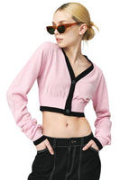 Logo Crop Knit Cardigan Pink - Dose