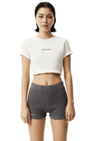 Off White Ari Recycled Waffle Cropped Tee - Dose