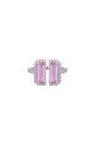 Pink Stone White Gold Deconstruction Bisected Ring - Dose