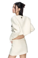 White Low-Waist Mini Skirt with Cross Design