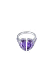 Purple Stone White Gold Deconstruction Bisected Heart Ring - Dose