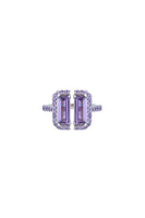 Purple Stone White Gold Deconstruction Bisected Ring - Dose