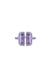Purple Stone White Gold Deconstruction Bisected Ring - Dose