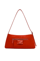 Red Orange Suede Bicorn Shoulder Bag - Dose
