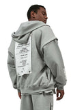 Unisex Grey Patched Hoodie with Removable Sleeves - Dose