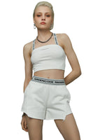 Fringed Logo Shorts in White - Dose