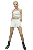 White Fringed Logo Shorts - Dose