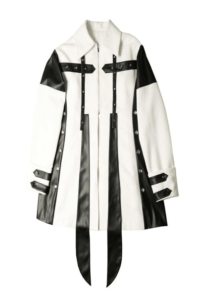 White Leather Woolen Coat - Dose